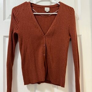 a new day Women's V-Neck Rust Sweater